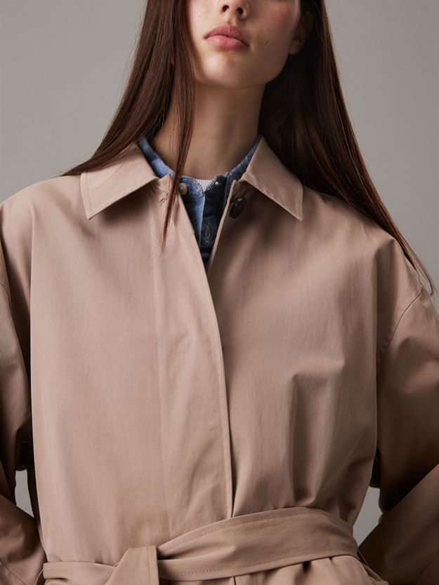 Cotton Nylon Long Trench Coat