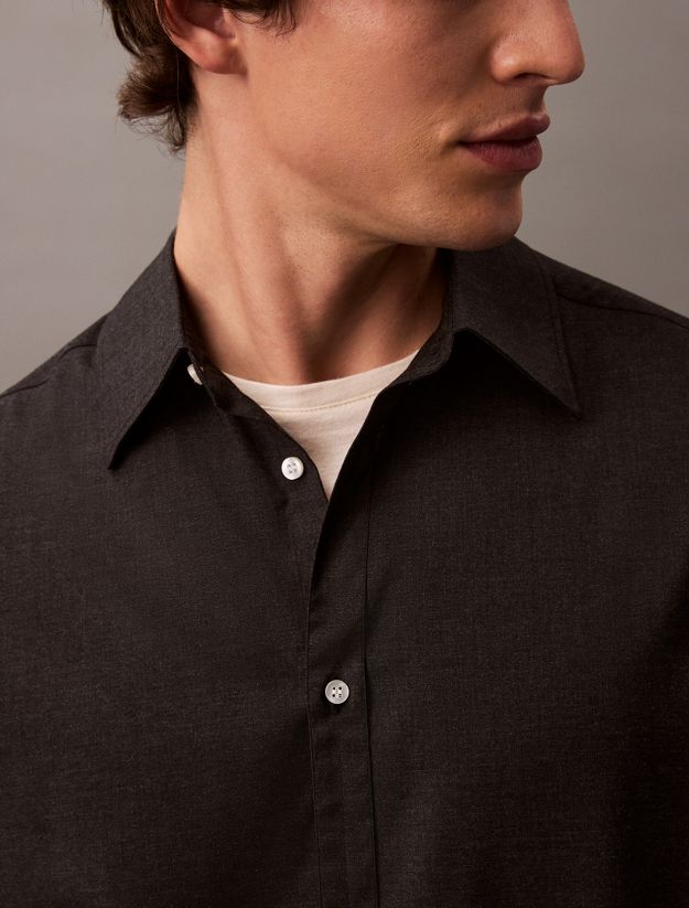 Relaxed Wool Blend Button-Down Shirt