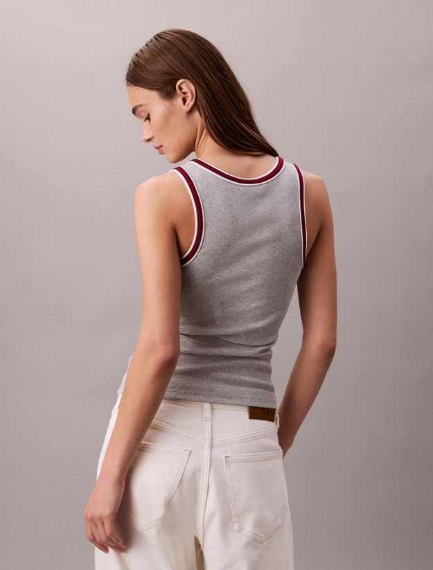 Contrast Trim Ribbed Logo Graphic Tank Top