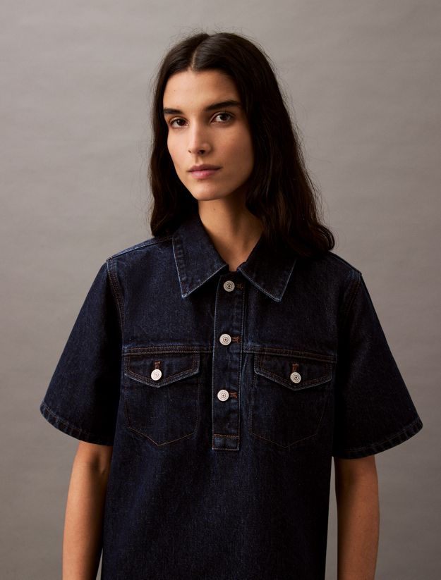 Denim A-line Mini Dress