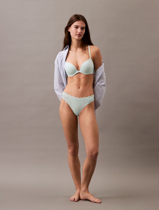 Thong - Microfibre Stretch with Lace