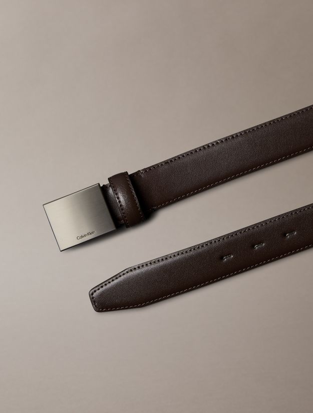 Full Grain Leather Plaque Buckle Belt