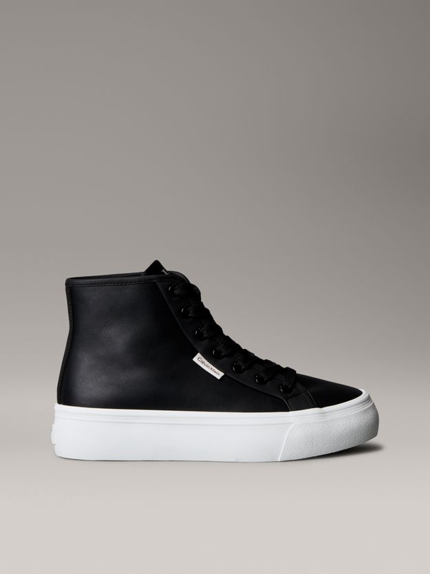 Leather High-Top Platform Trainers
