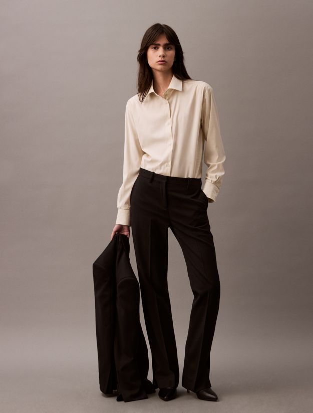 Relaxed Wool Blend Button-Down Shirt