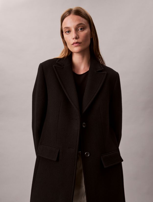 Wool Blend Tailored Coat