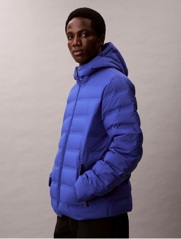 Packable Embossed Logo Quilted Puffer Jacket