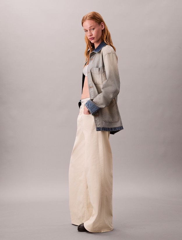 Super Wide Leg Twill Trousers