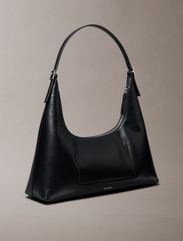 Monogram Logo Emblem Leather Shoulder Bag