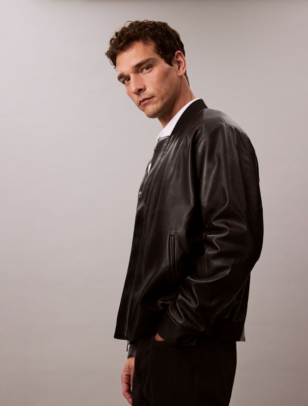 Faux Leather Bomber Jacket