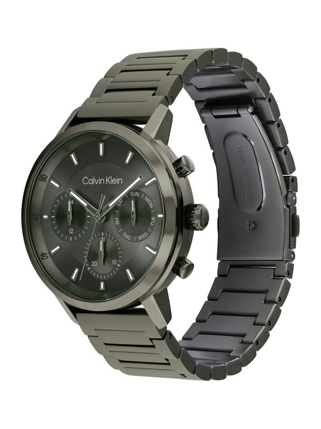 Green Plated Steel Multifunction Watch