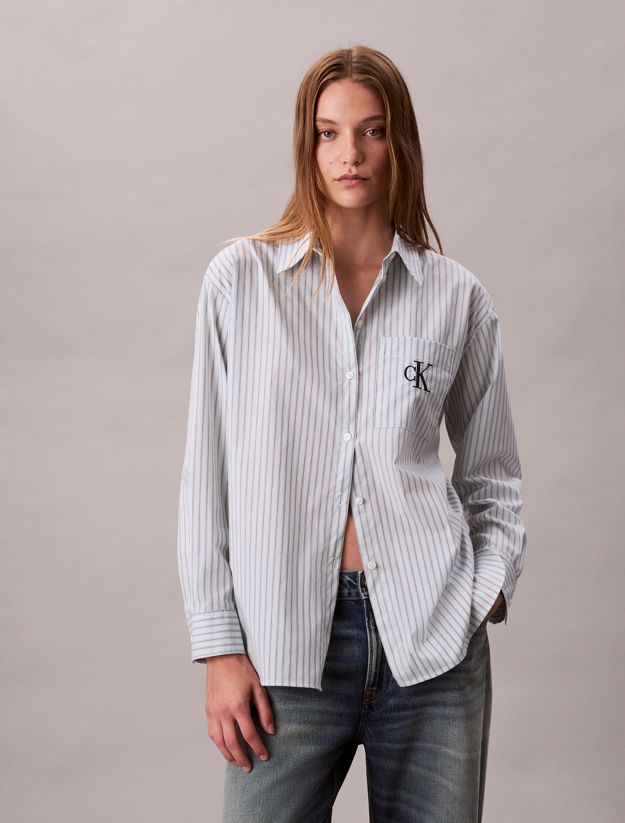 Cotton Poplin Striped Shirt