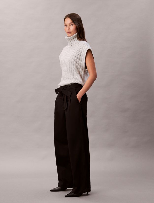 Cotton Twill Belted Trousers