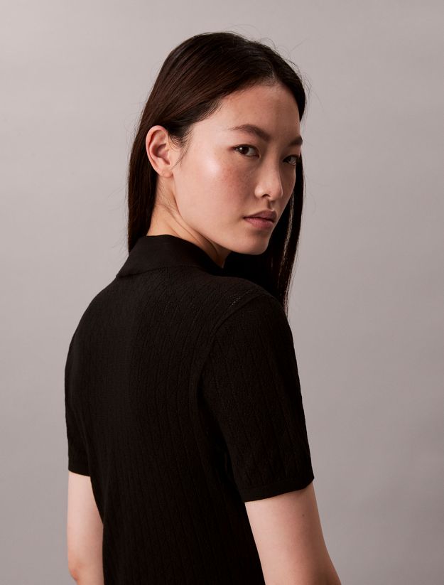 Logo Jacquard Zip Neck Dress