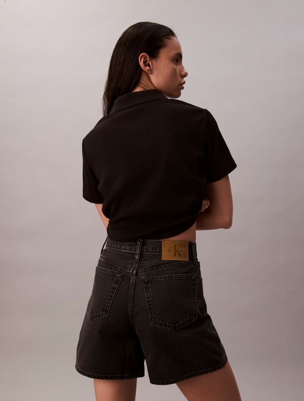 High Rise A-Line Denim Shorts