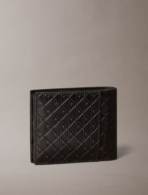 Embossed Allover Monogram Bifold Wallet with Coin Pouch