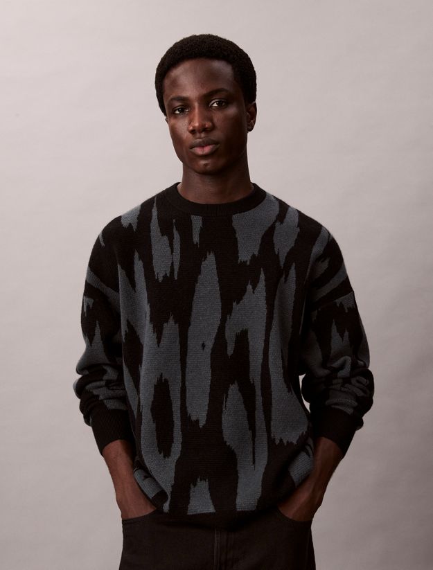 Print Jacquard Relaxed Sweater