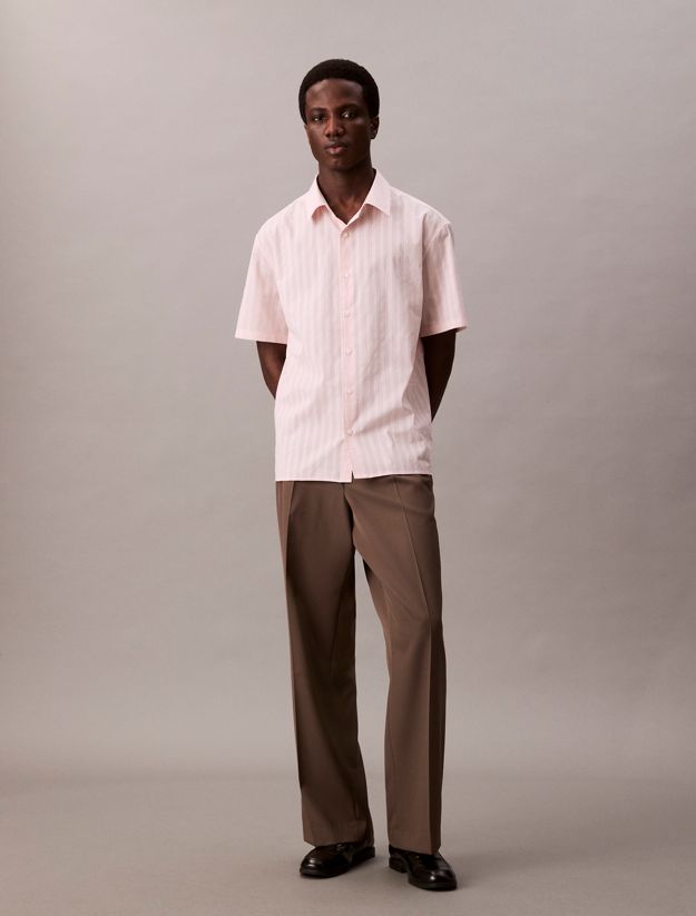 Textured Stripe Short Sleeve Shirt