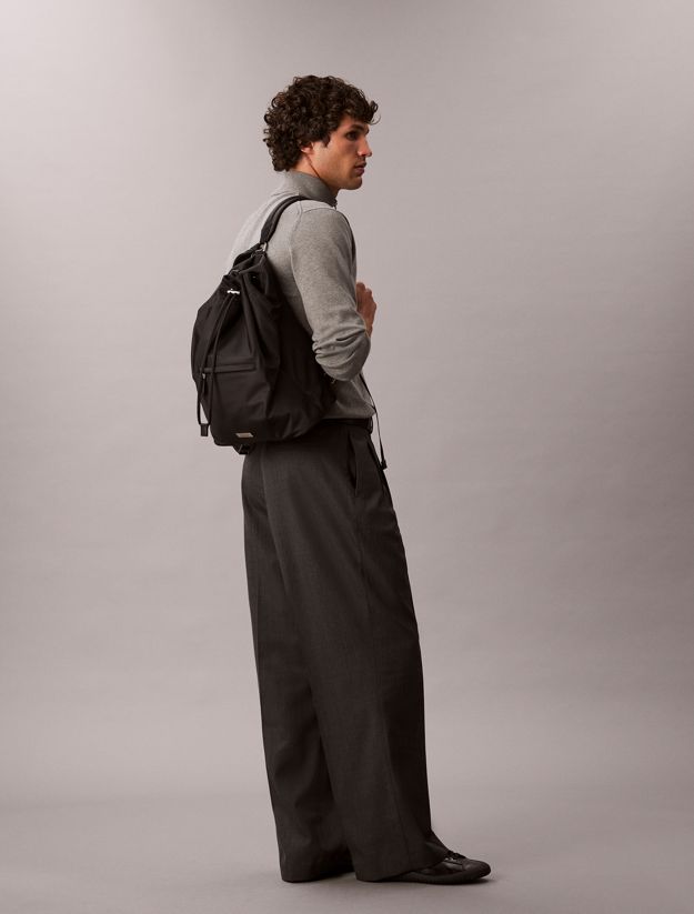 Matte Nylon Drawstring Backpack