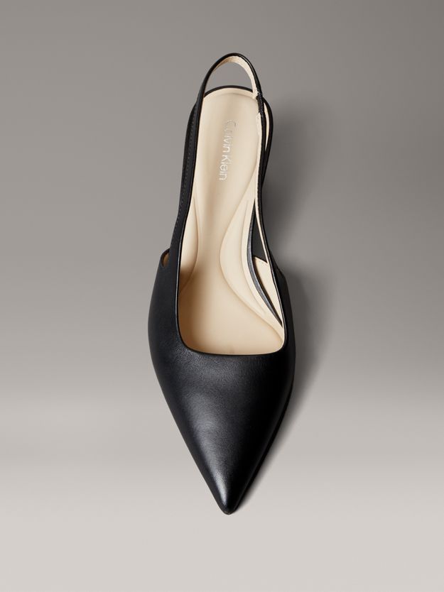 Leather Kitten Slingback Pumps
