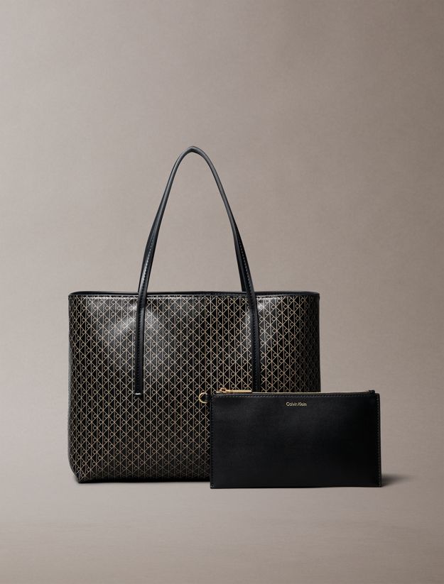 Allover Monogram Logo Small Tote Bag with Pouch