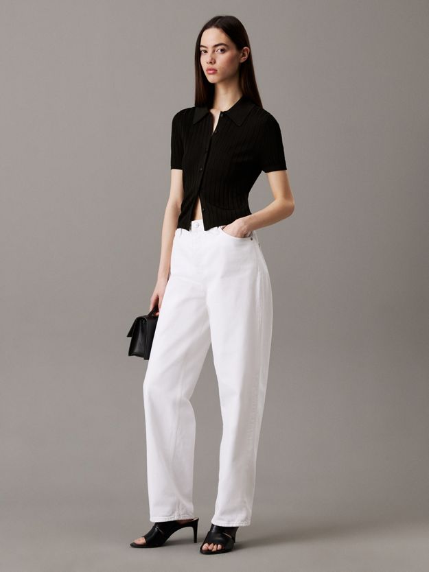 Smooth Knit Cropped Polo Top