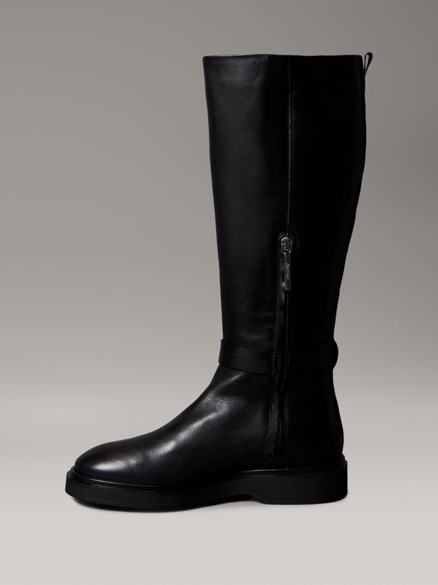 Leather Signature Logo Knee Boots