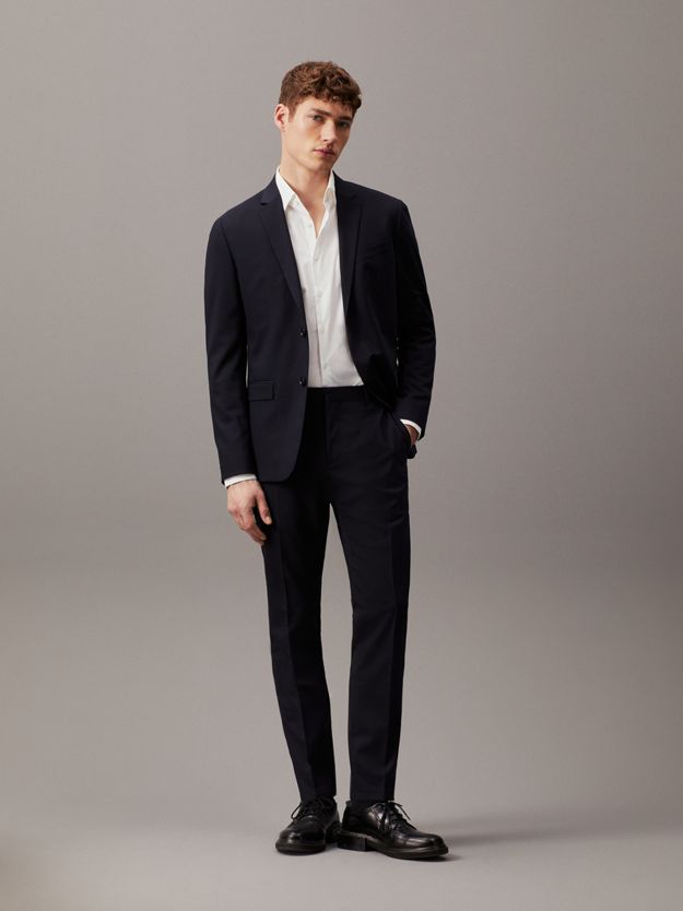 Slim Wool Stretch Suit Trousers