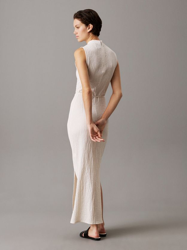 Crinkle Jacquard Ankle Dress