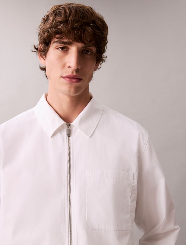 Relaxed Zip Up Poplin Overshirt