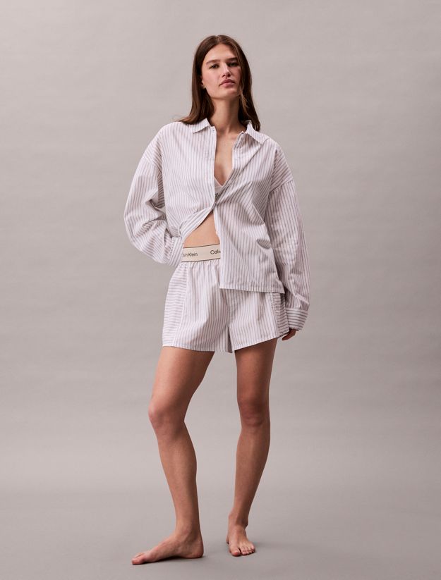 Cotton Poplin Pyjama Button-Down Shirt