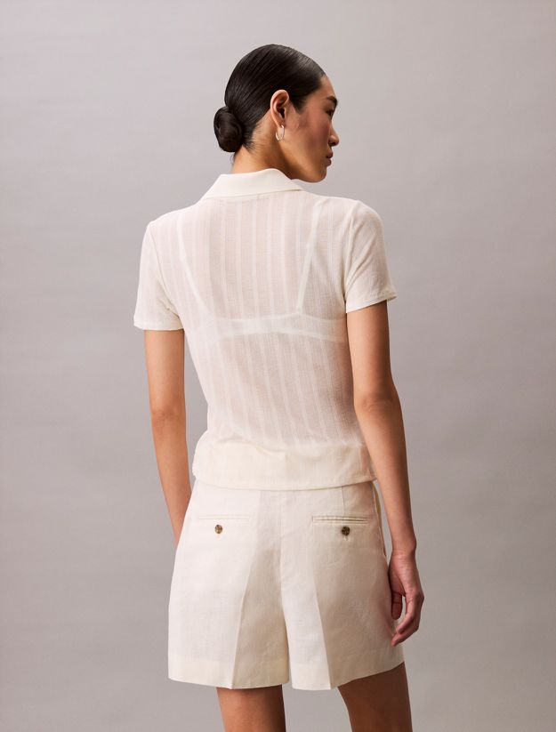 Pointelle Knit Polo Shirt