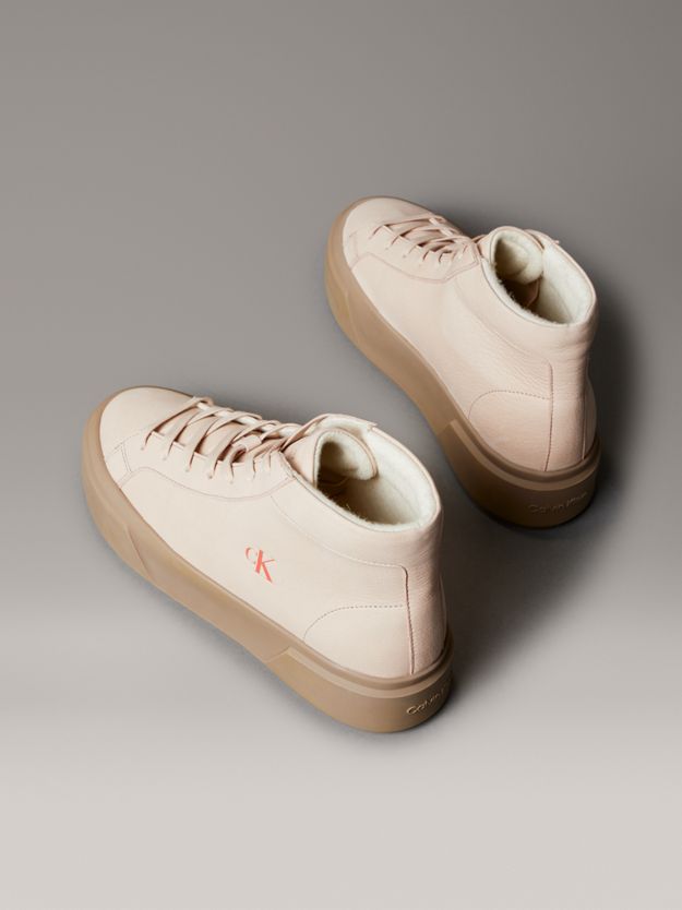 Leather Warm High-Top Platform Trainers