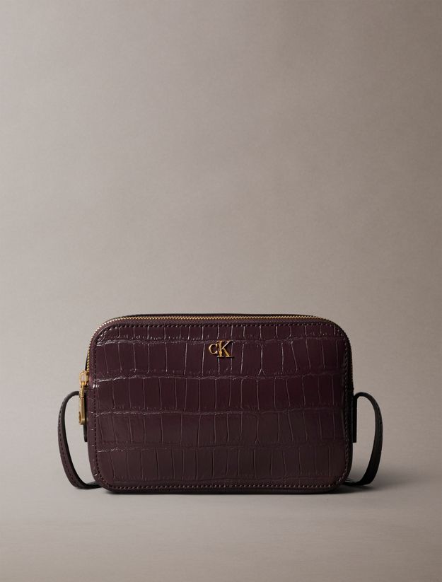 Croc-Effect Crossbody Camera Bag
