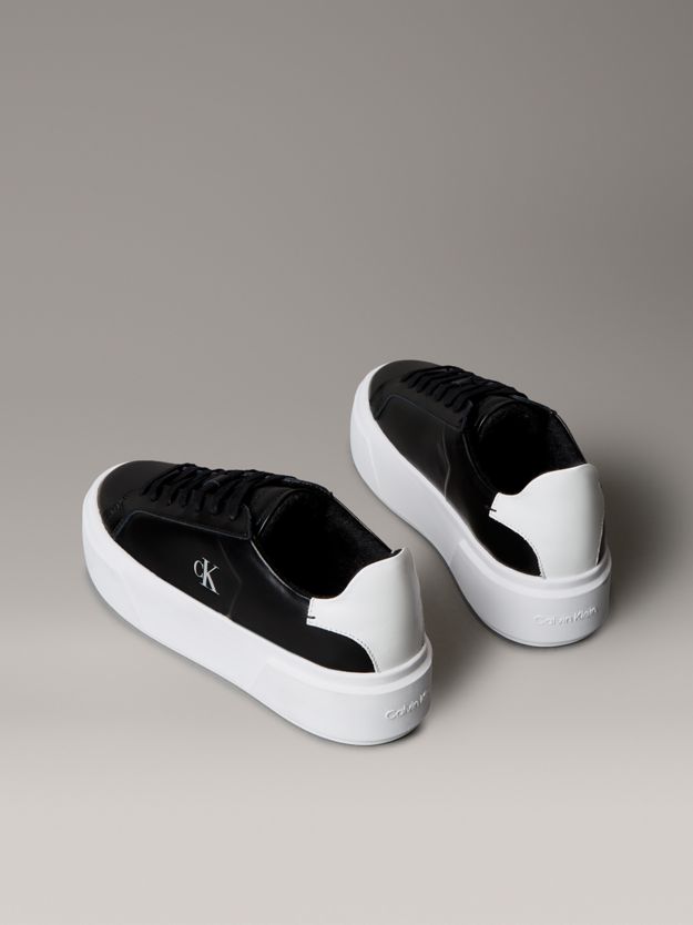 Leather Signature Logo Platform Trainers