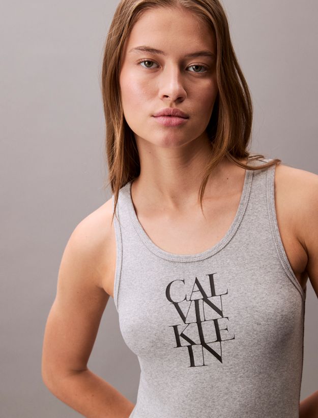 Logo Graphic Ribbed Tank Dress