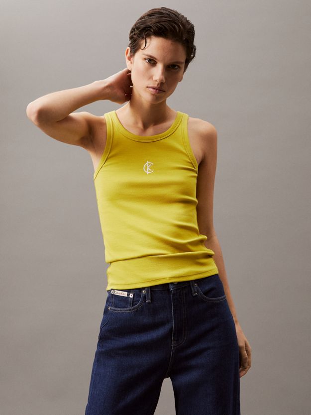 Ribbed Cotton Logo Tank Top