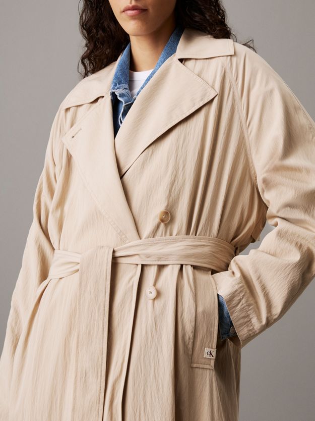Soft Nylon Long Trench Coat