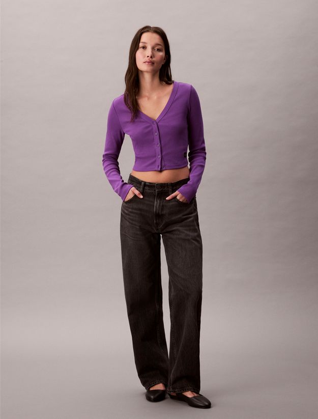 Cropped Ribbed Cotton Cardigan