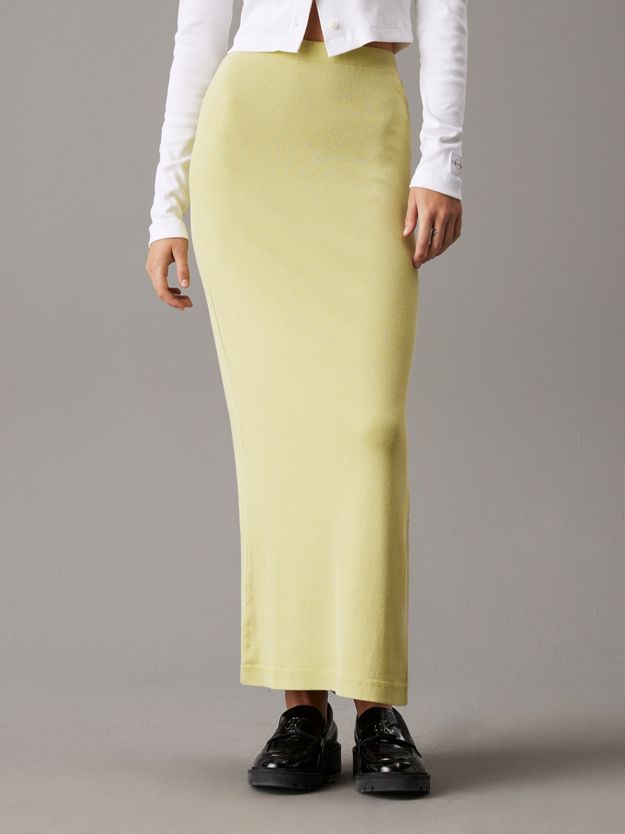 Slim Ribbed Cotton Midi Skirt