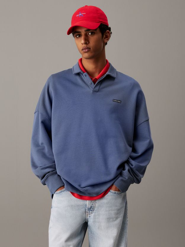 Cotton Terry Polo Sweatshirt
