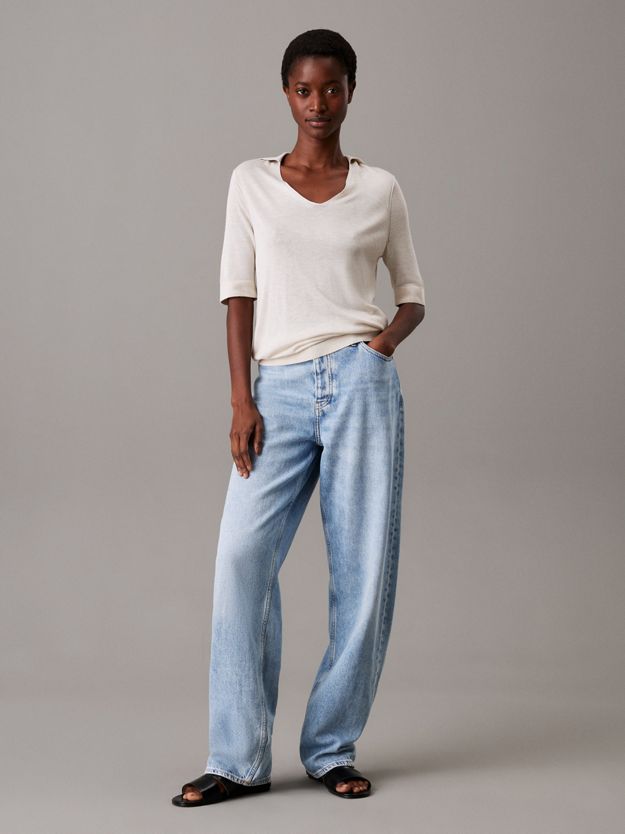 Slim Viscose Silk Polo Jumper