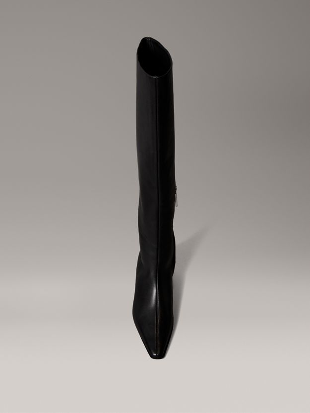 Leather Kitten Heel Knee Boots