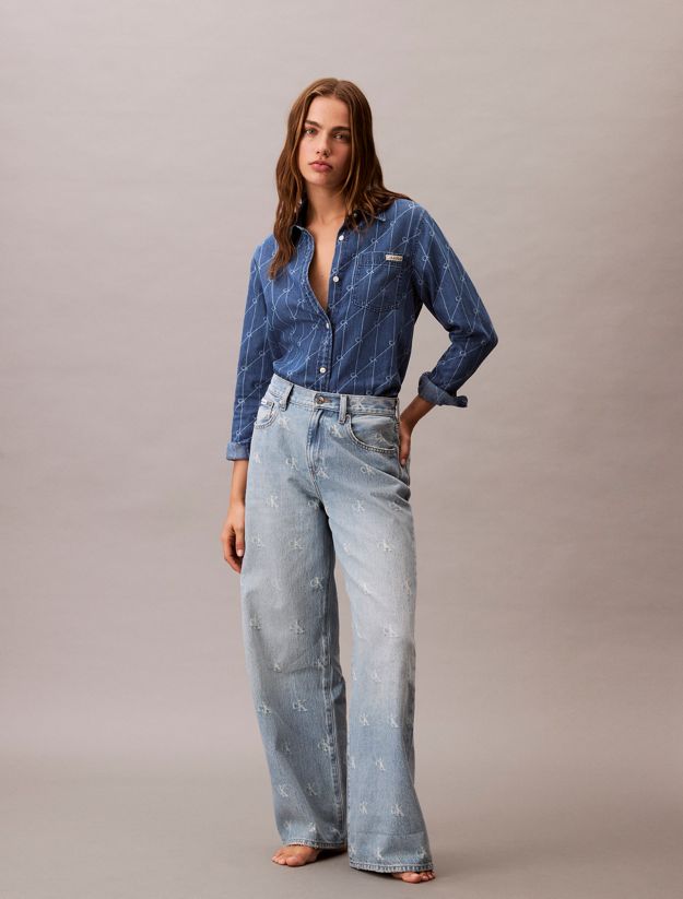 Wide Leg Logo Jeans