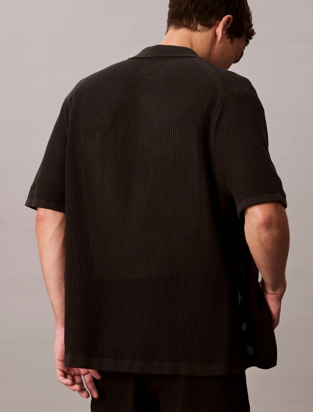 Cotton Mesh Button-Down Shirt