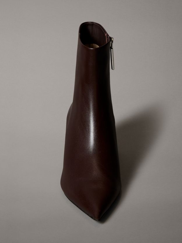 Leather Kitten Heel Zip Ankle Boots