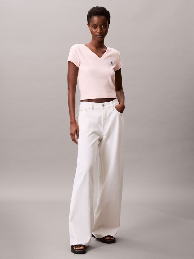 Ribbed Cotton V-Neck T-shirt