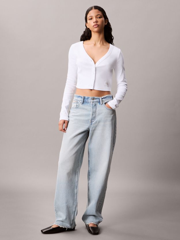 Cropped Ribbed Cotton Cardigan