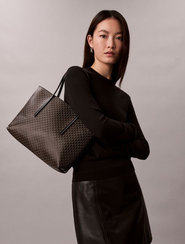 Allover Monogram Logo Small Tote Bag with Pouch