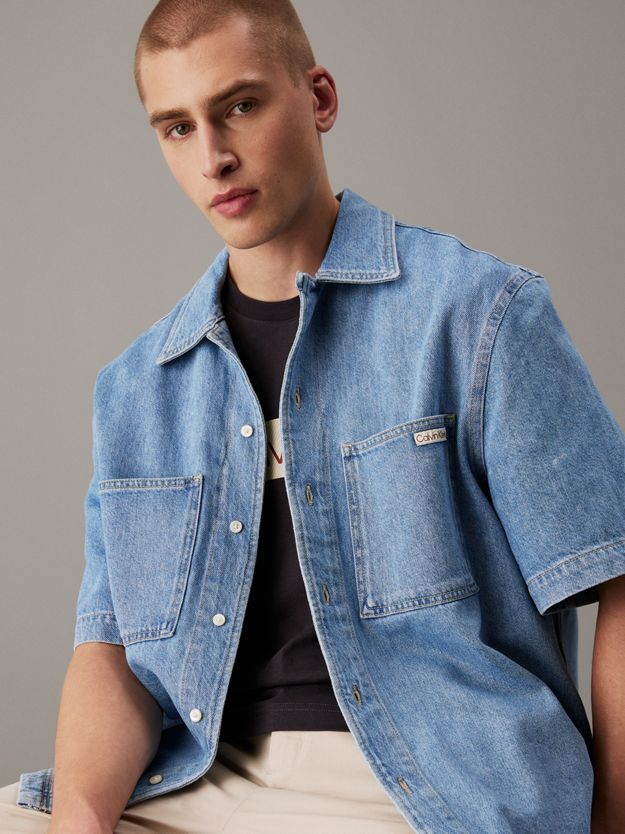 Relaxed Denim Short Sleeve Shirt