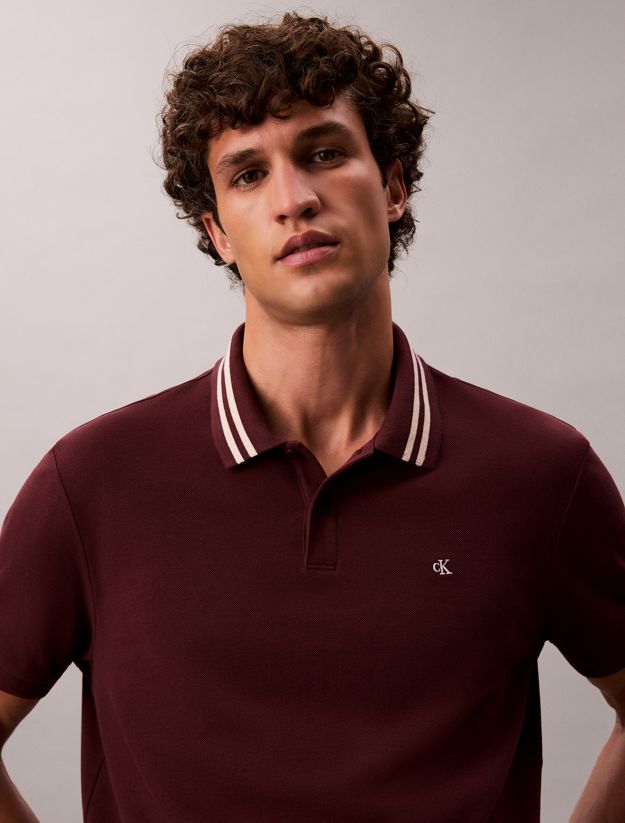 Monogram Logo Pique Tipped Classic Polo Shirt